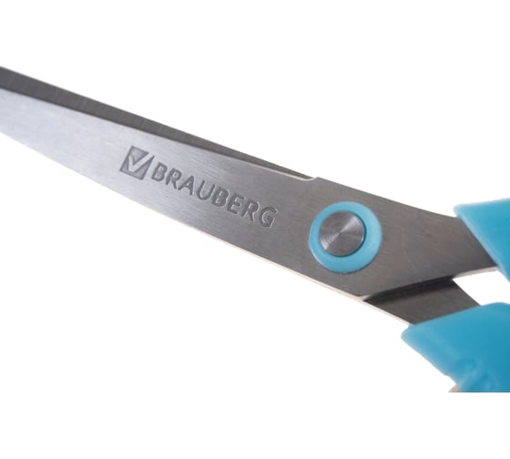 Ножницы BRAUBERG Extra 216 мм, асимметричные, ребристые резиновые вставки, бирюзово-фиолетовые 236453