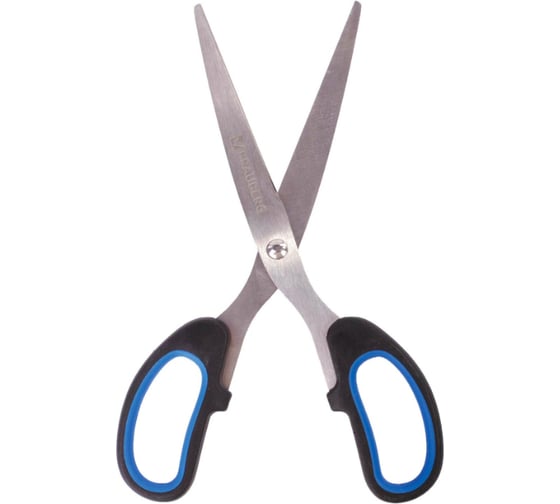 Ножницы BRAUBERG Classic+ 185 мм, классической формы, резиновые вставки, черно-синие 236448