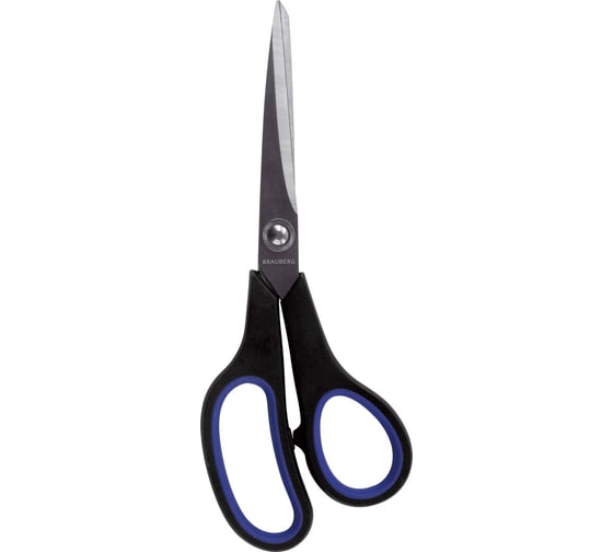 Ножницы BRAUBERG Soft Grip 216 мм, резиновые вставки, серо-зеленые, 3-х сторонняя заточка, карт. упаковка 230763