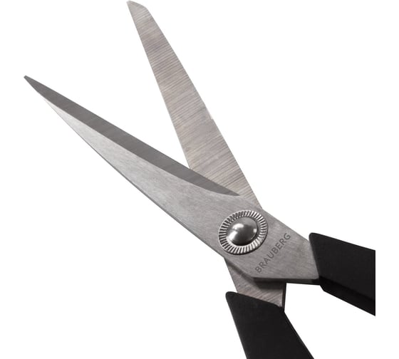 Ножницы BRAUBERG Soft Grip 216 мм, резиновые вставки, серо-зеленые, 3-х сторонняя заточка, карт. упаковка 230763