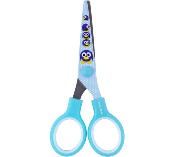 Ножницы BRAUBERG Kid Series Пингвины 130 мм, голубые 232271 1