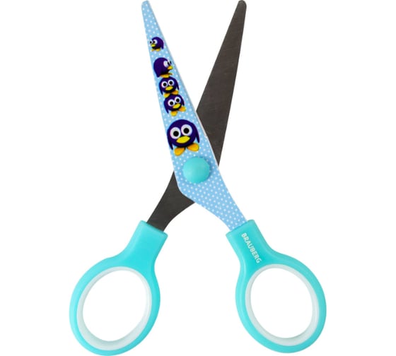 Ножницы BRAUBERG Kid Series Пингвины 130 мм, голубые 232271