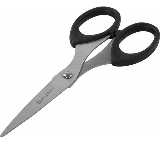 Ножницы BRAUBERG 160 мм, классической формы, чёрные, 2- х сторонняя заточка 230933