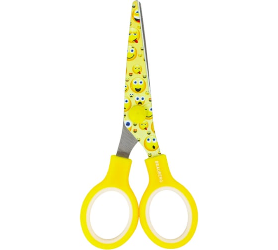 Ножницы BRAUBERG Kid Series Смайлики 130 мм, жёлто-белые 232274