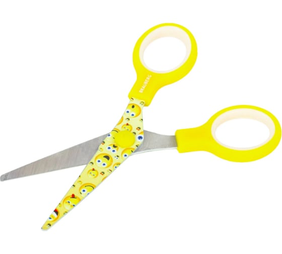 Ножницы BRAUBERG Kid Series Смайлики 130 мм, жёлто-белые 232274