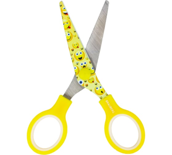 Ножницы BRAUBERG Kid Series Смайлики 130 мм, жёлто-белые 232274