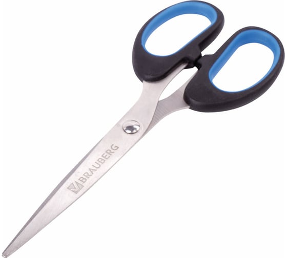 Ножницы BRAUBERG 160 мм, резиновые вставки, черно-синие 236447