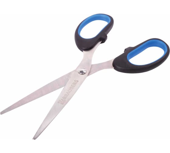 Ножницы BRAUBERG 160 мм, резиновые вставки, черно-синие 236447