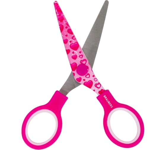 Ножницы BRAUBERG Kid Series Сердечки 130 мм, малиновый 232275
