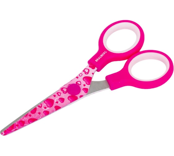 Ножницы BRAUBERG Kid Series Сердечки 130 мм, малиновый 232275