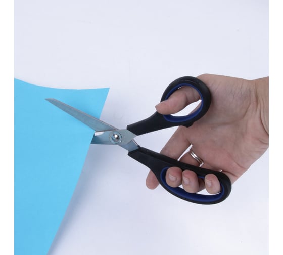 Ножницы BRAUBERG Soft Grip 190 мм, резиновые вставки, серо-зеленые, 3-х сторонняя заточка 230762