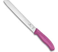 Нож для хлеба Victorinox лезвие 21 см волнистое, розовый, в блистере 6.8636.21L5B