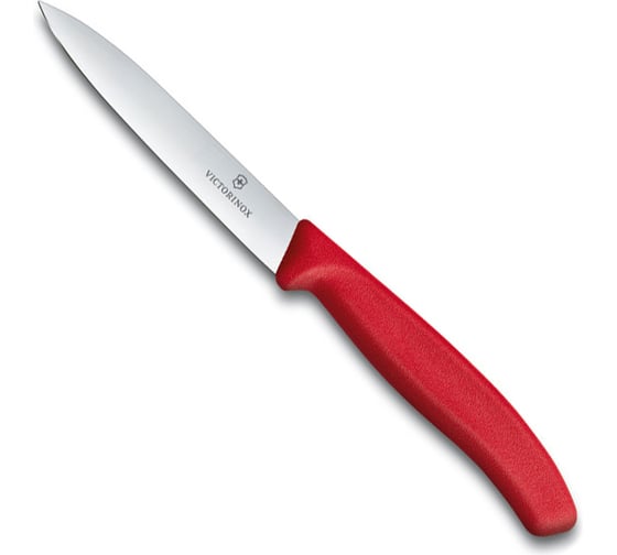 Нож для чистки овощей и фруктов Victorinox лезвие 10 см прямое, красный 6.7701
