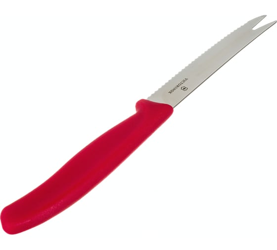 Нож для сыра и колбасок Victorinox лезвие 11 см волнистое, красный 6.7861