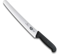Нож для хлеба и выпечки Victorinox лезвие 26 см волнистое, чёрный 5.2933.26