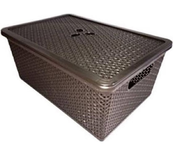 Корзина Пластик Центр BranQ NATURAL STYLE с крышкой 15л BQ4022 УТ-00067746 1