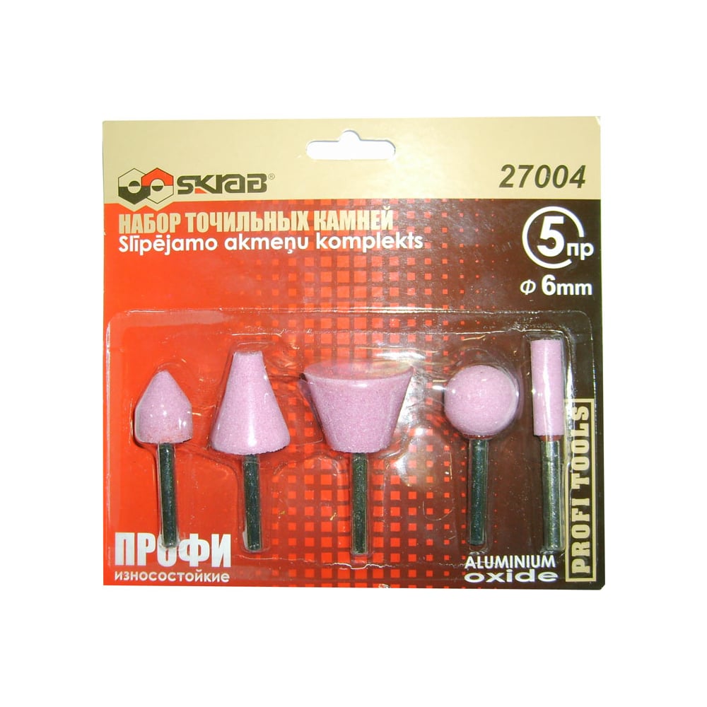 Набор точильных камней SKRAB ПРОФИ 5 предметов, 6мм А2/A14/A25/A31/W179 ...