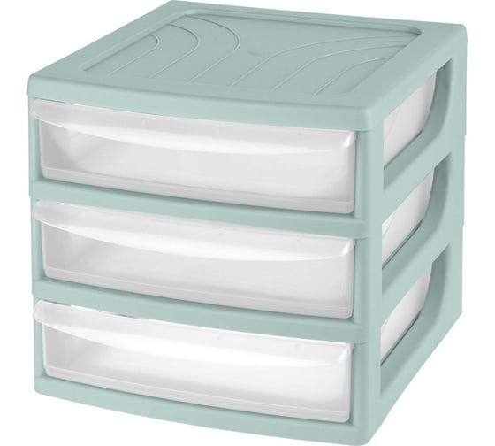 Бокс с выдвижными лотками Attache Pastel А6, мятный, 3 прозрачных лотка 1110509