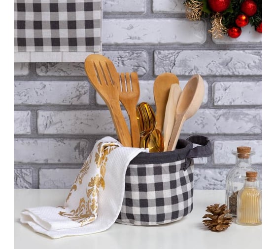 Текстильная корзинка Этель "Клетка" 14x12см 7007869 1