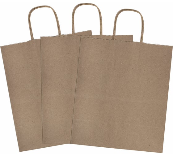 Бумажный крафт пакет LAIMA 22x12x25 см, 50 шт., крученые ручки, плот. 90 г/м2, ECO CRAFT 609684