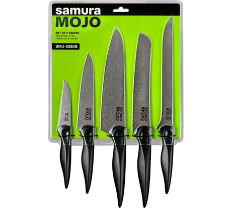 Набор ножей 5 в 1 Samura MOJO 10,23,48,55,85, корроз.-стойкая сталь, полипропилен чёрный SMJ-0250B/K