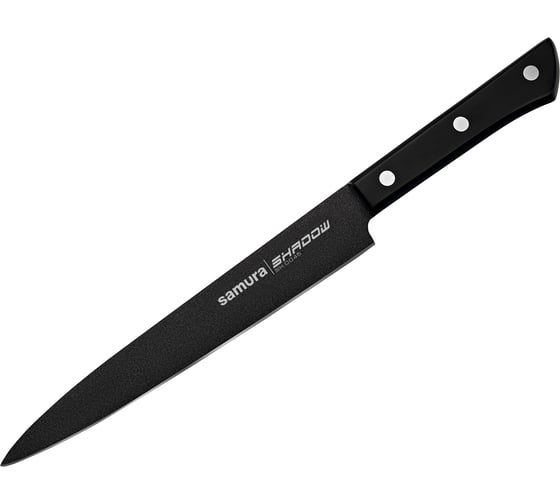 Нож кухонный Samura SHADOW слайсер с покрытием Black-coating 196 мм, AUS-8, ABS пластик SH-0045/K