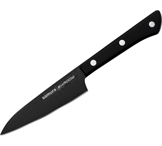 Нож кухонный Samura SHADOW овощной с покрытием Black-coating 99 мм, AUS-8, ABS пластик SH-0011/K