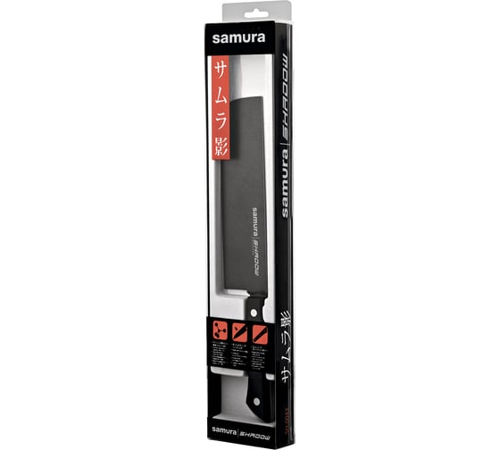 Нож кухонный Samura SHADOW накири с покрытием Black-coating 170 мм, AUS-8, ABS пластик SH-0043/K