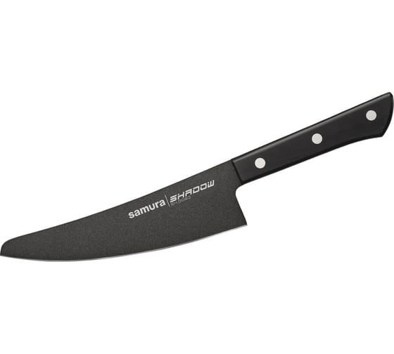 Нож кухонный Samura SHADOW малый Шеф с покр. Black-coating 166 мм, AUS-8, ABS пластик SH-0083/K