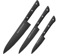 Набор из 3 ножей Samura SHADOW с покрытием Black-coating (11,23, 85), AUS-8, ABS пластик SH-0220/K