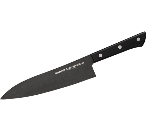Нож кухонный Samura SHADOW Гранд Сантоку с покр. Black-coating 197мм, AUS-8, ABS пластик SH-0096/K