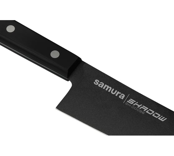 Нож кухонный Samura SHADOW Гранд Сантоку с покр. Black-coating 197мм, AUS-8, ABS пластик SH-0096/K