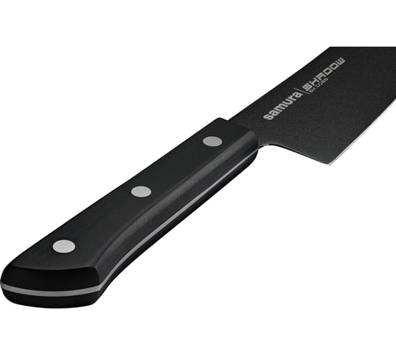 Нож кухонный Samura SHADOW Гранд Сантоку с покр. Black-coating 197мм, AUS-8, ABS пластик SH-0096/K
