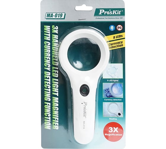 Увеличительная ручная лупа ProsKit MA-019 со светодиодной подсветкой 3Х С00036708 00447771