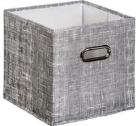 Стеллажный короб с вырубной ручкой VETTA лён, 25x25x25 см, полиэстер, серый 457-551