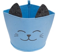 Органайзер для хранения Eva "Корзинка "FUNNY" Котик голубой малый", 24x24x22 см, 8 л Я47624