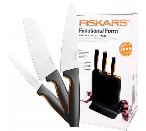 Набор ножей FISKARS 3 шт., пластиковый блок FF 1057555