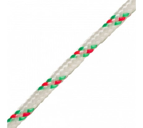 Плетеный шнур Tech-Krep ПП 10 мм с сердечником, 24-прядный, высокопрочный, цветной, 50 м 140311