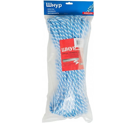 Плетеный шнур Tech-Krep ПП 8 мм с сердечником, 24-прядный, высокопрочный, цветной, 80 м 140310