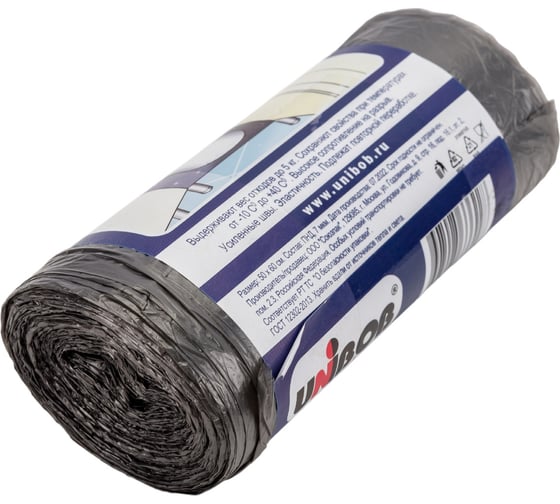 Мешки для мусора (50 шт; 30 л) черные UNIBOB 215025