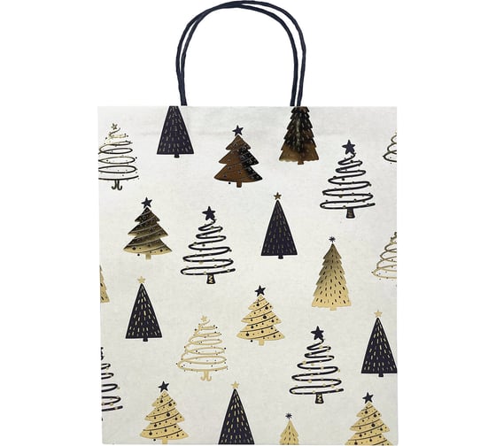 Пакет подарочный Золотая сказка 1штука новогодний 26x32x13см, Kraft Large, ассорти 592132 1