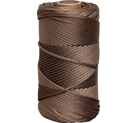 Шнур полиэфирный вязаный truEnergy без сердечника, 2 мм, кофейно-коричневый, бобина 100 м 12833