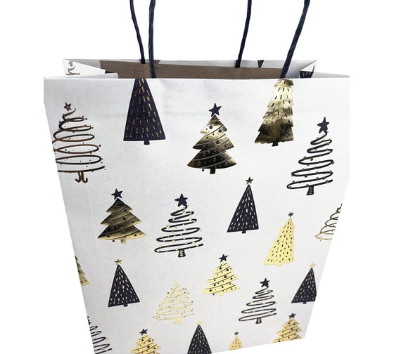 Пакет подарочный Золотая сказка НАБОР 4 штуки новогодний 26x32x13см, Kraft Large 592133