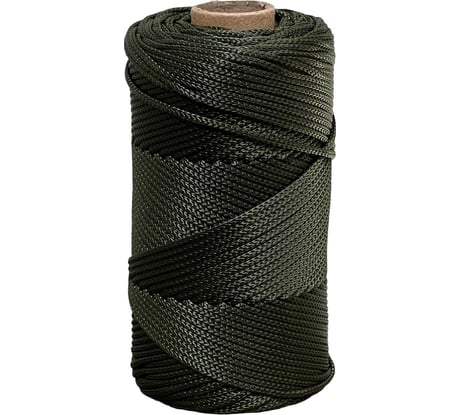 Шнур полиэфирный вязаный truEnergy без сердечника, 2 мм, темно-зеленый, бобина 100 м 12830