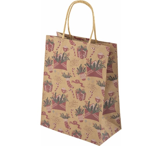Пакет подарочный Золотая сказка 1штука новогодний 18x10x23см, Kraft Medium, ассорти 592124
