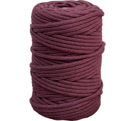 Шнур хлопковый плетеный truEnergy без сердечника, 4 мм, бордовый, бобина 50 м 12646