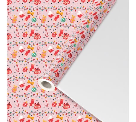 Бумага упаковочная Золотая сказка мелованная BIG SIZE новогодняя "Cosy XMAS", 0,7x10 м, , 592196