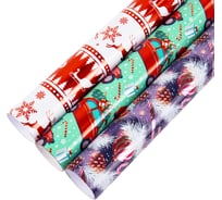 Бумага упаковочная Золотая сказка новогодняя НАБОР 3 шт "HoHo XMAS", С ЭФФЕКТАМИ, 70x100см, , 592191