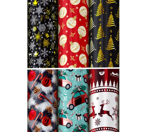 Бумага упаковочная Золотая сказка новогодняя С ЭФФЕКТАМИ (1 шт) "Winter" 70x100см ассорти 592189