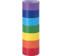 Клейкие WASHI-ленты для декора ОСТРОВ СОКРОВИЩ РАДУЖНЫЕ, однотонные, 7 цветов, рисовая бумага 661702